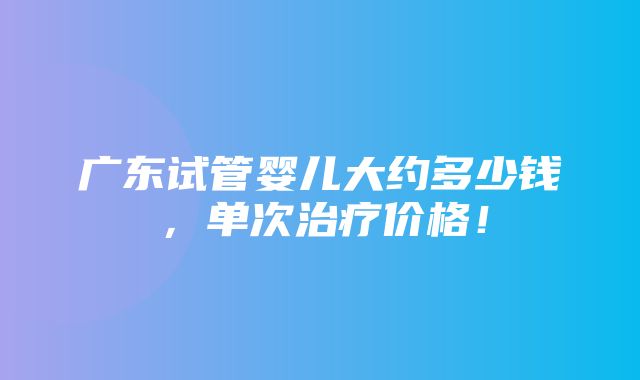 广东试管婴儿大约多少钱，单次治疗价格！