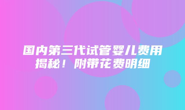 国内第三代试管婴儿费用揭秘！附带花费明细