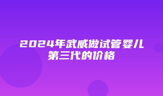 2024年武威做试管婴儿第三代的价格