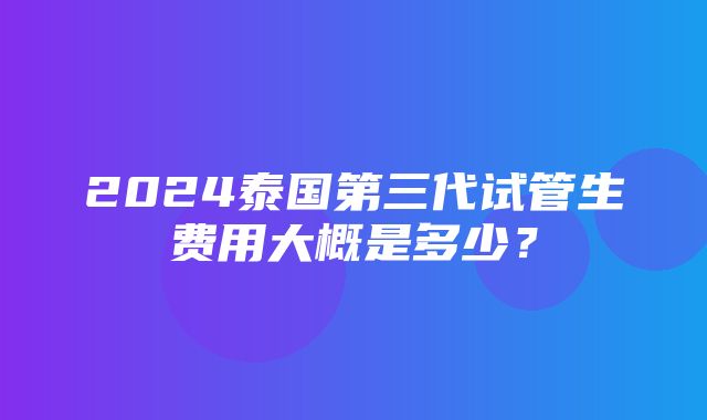 2024泰国第三代试管生费用大概是多少？