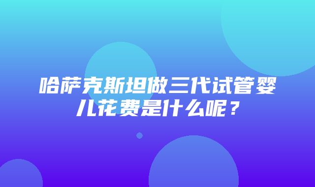 哈萨克斯坦做三代试管婴儿花费是什么呢？