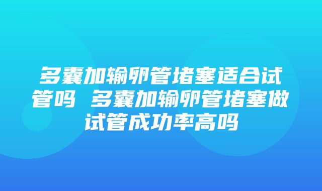 多囊加输卵管堵塞适合试管吗 多囊加输卵管堵塞做试管成功率高吗