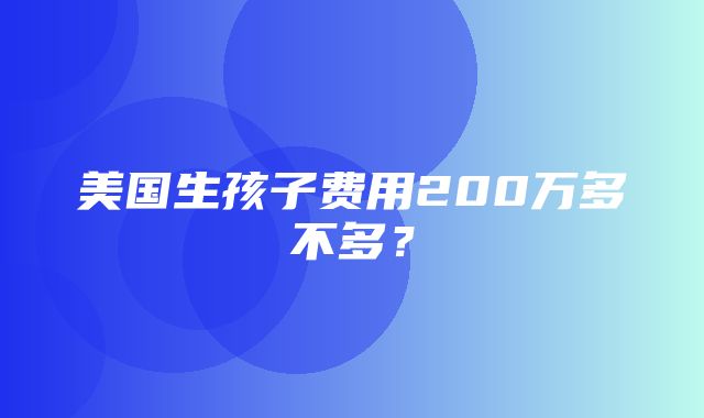 美国生孩子费用200万多不多？