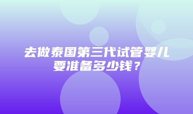 去做泰国第三代试管婴儿要准备多少钱？