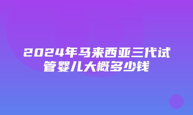 2024年马来西亚三代试管婴儿大概多少钱