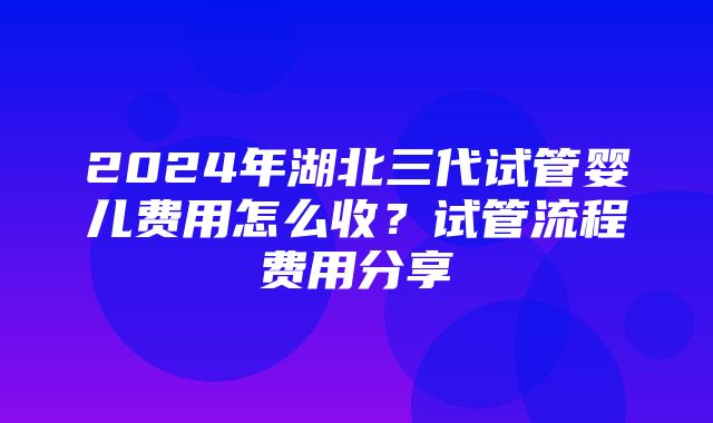 2024年湖北三代试管婴儿费用怎么收？试管流程费用分享