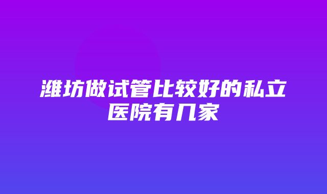 潍坊做试管比较好的私立医院有几家