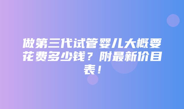 做第三代试管婴儿大概要花费多少钱？附最新价目表！