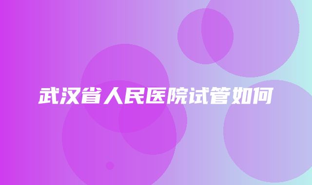 武汉省人民医院试管如何