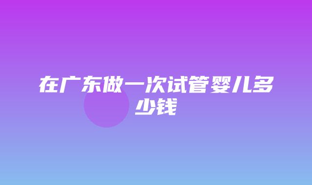 在广东做一次试管婴儿多少钱