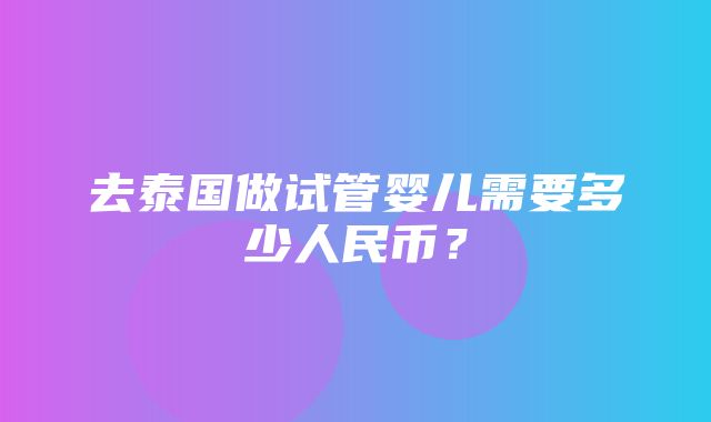 去泰国做试管婴儿需要多少人民币？