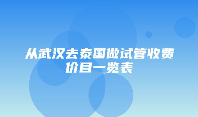 从武汉去泰国做试管收费价目一览表