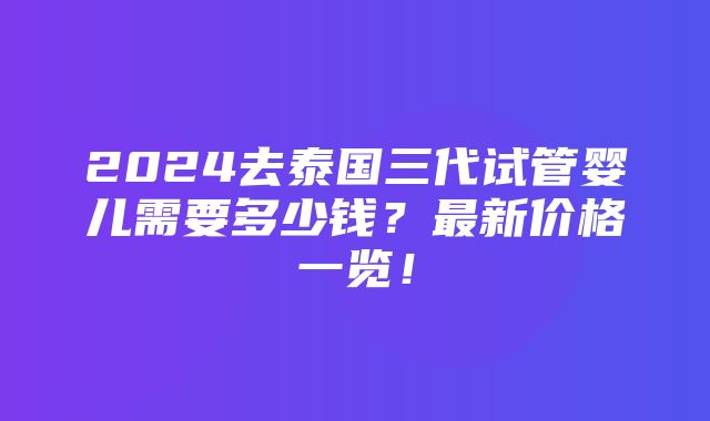 2024去泰国三代试管婴儿需要多少钱？最新价格一览！