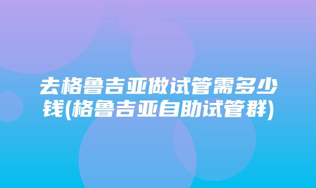 去格鲁吉亚做试管需多少钱(格鲁吉亚自助试管群)