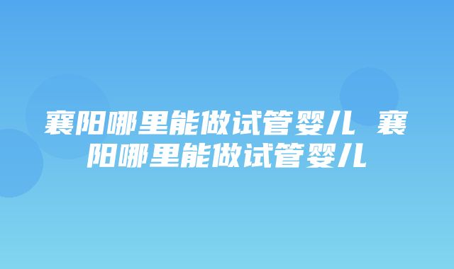 襄阳哪里能做试管婴儿 襄阳哪里能做试管婴儿