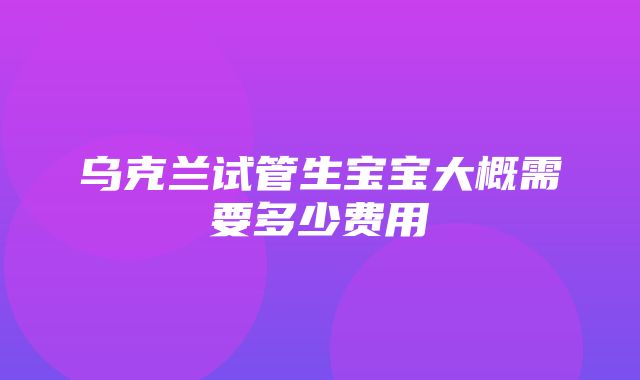 乌克兰试管生宝宝大概需要多少费用