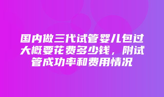 国内做三代试管婴儿包过大概要花费多少钱，附试管成功率和费用情况