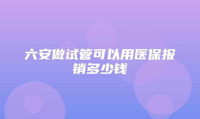 六安做试管可以用医保报销多少钱