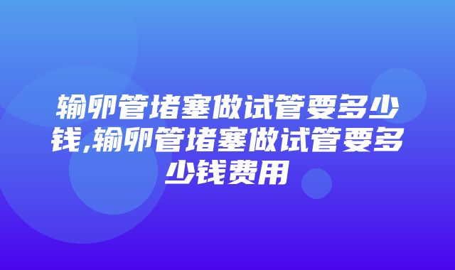 输卵管堵塞做试管要多少钱,输卵管堵塞做试管要多少钱费用