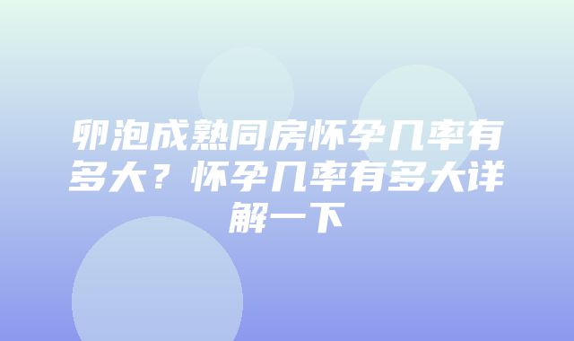 卵泡成熟同房怀孕几率有多大？怀孕几率有多大详解一下