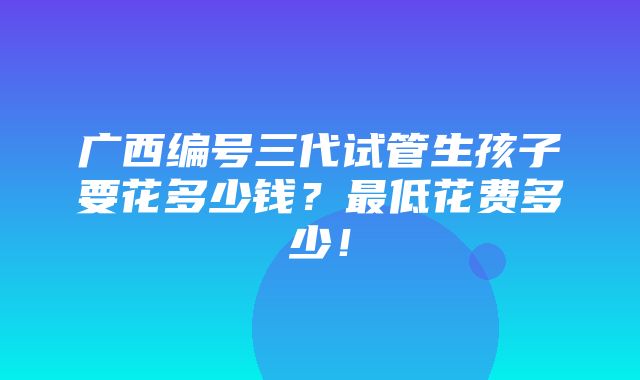 广西编号三代试管生孩子要花多少钱？最低花费多少！