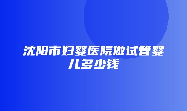 沈阳市妇婴医院做试管婴儿多少钱