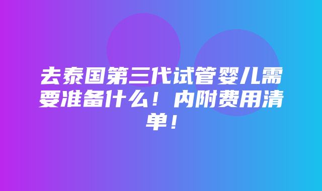 去泰国第三代试管婴儿需要准备什么！内附费用清单！