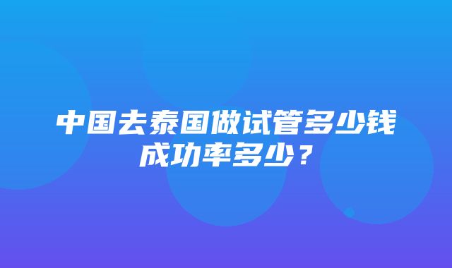 中国去泰国做试管多少钱成功率多少？