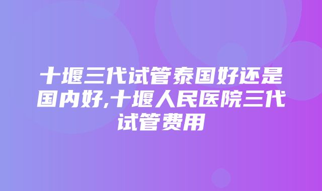 十堰三代试管泰国好还是国内好,十堰人民医院三代试管费用