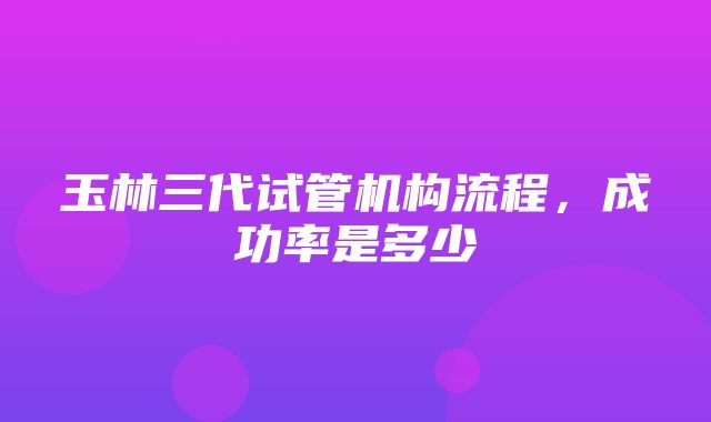 玉林三代试管机构流程，成功率是多少