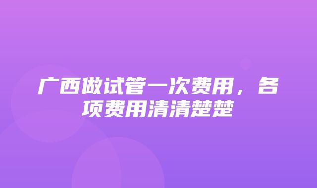 广西做试管一次费用，各项费用清清楚楚