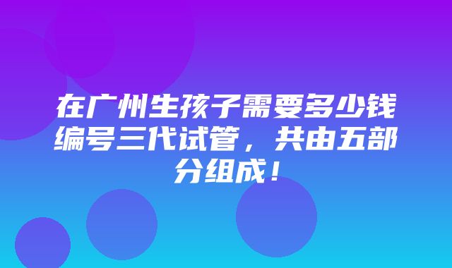 在广州生孩子需要多少钱编号三代试管，共由五部分组成！