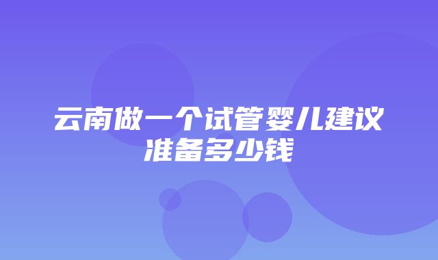 云南做一个试管婴儿建议准备多少钱