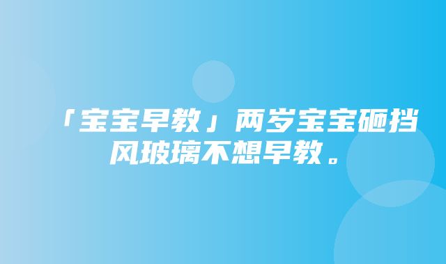 「宝宝早教」两岁宝宝砸挡风玻璃不想早教。