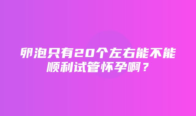 卵泡只有20个左右能不能顺利试管怀孕啊？