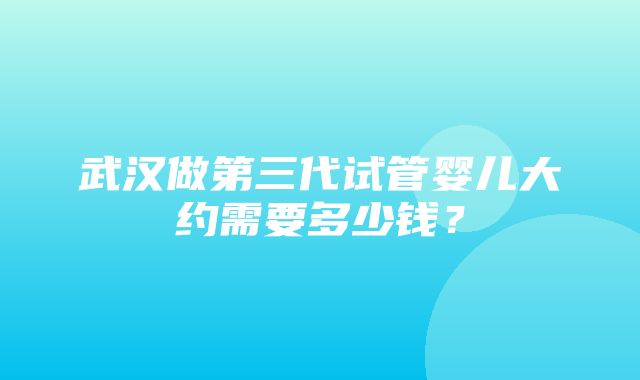 武汉做第三代试管婴儿大约需要多少钱？