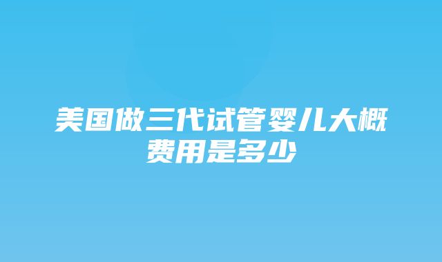 美国做三代试管婴儿大概费用是多少