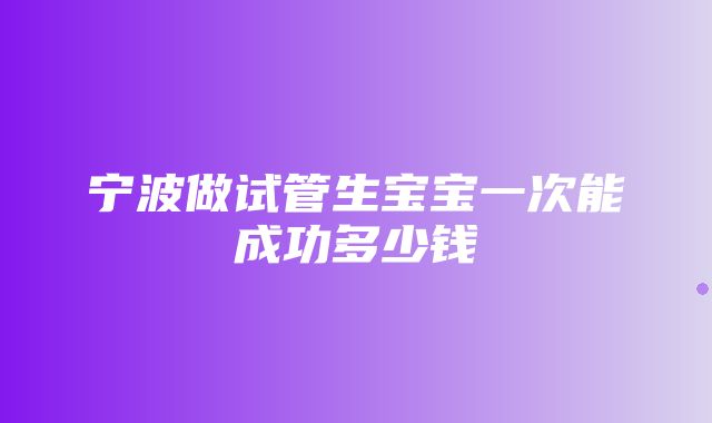 宁波做试管生宝宝一次能成功多少钱