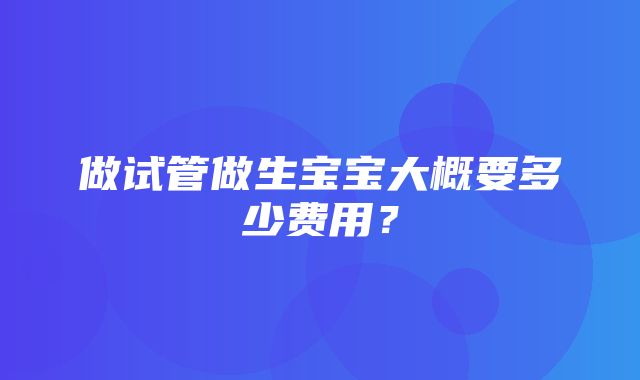 做试管做生宝宝大概要多少费用？