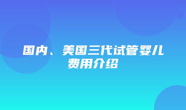 国内、美国三代试管婴儿费用介绍