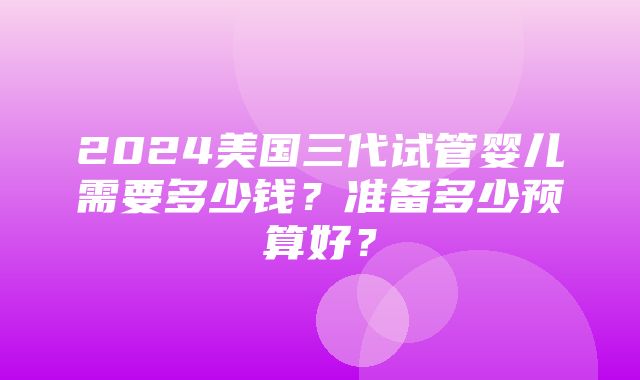 2024美国三代试管婴儿需要多少钱？准备多少预算好？