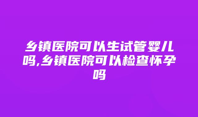 乡镇医院可以生试管婴儿吗,乡镇医院可以检查怀孕吗