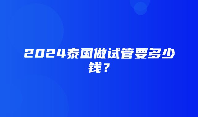 2024泰国做试管要多少钱？