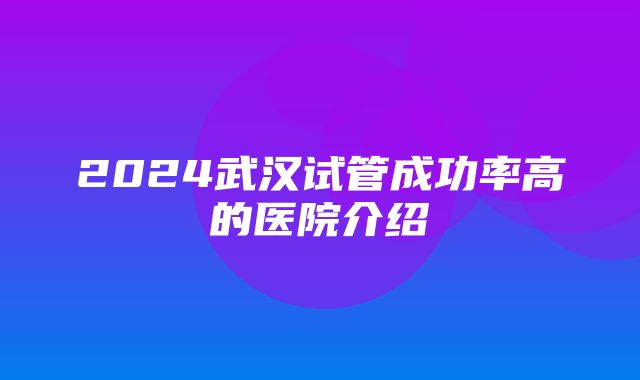 2024武汉试管成功率高的医院介绍