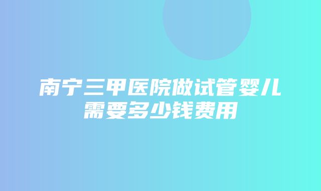 南宁三甲医院做试管婴儿需要多少钱费用