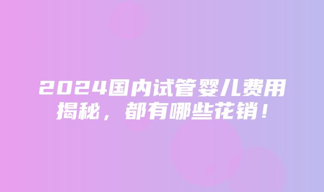 2024国内试管婴儿费用揭秘，都有哪些花销！