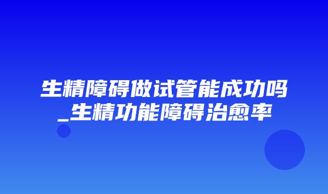 生精障碍做试管能成功吗_生精功能障碍治愈率