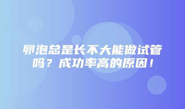 卵泡总是长不大能做试管吗？成功率高的原因！