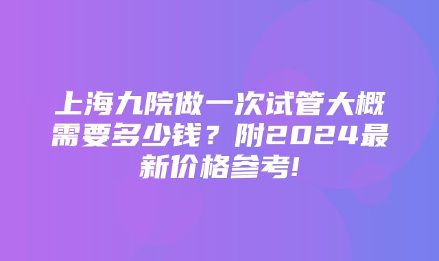 上海九院做一次试管大概需要多少钱？附2024最新价格参考!