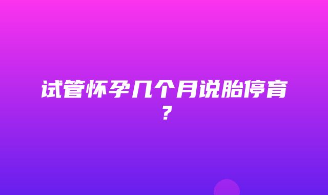 试管怀孕几个月说胎停育？